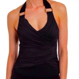 NEW  Size 8 Spanx Red Hot Label Ruched Swim Top Tankini Black